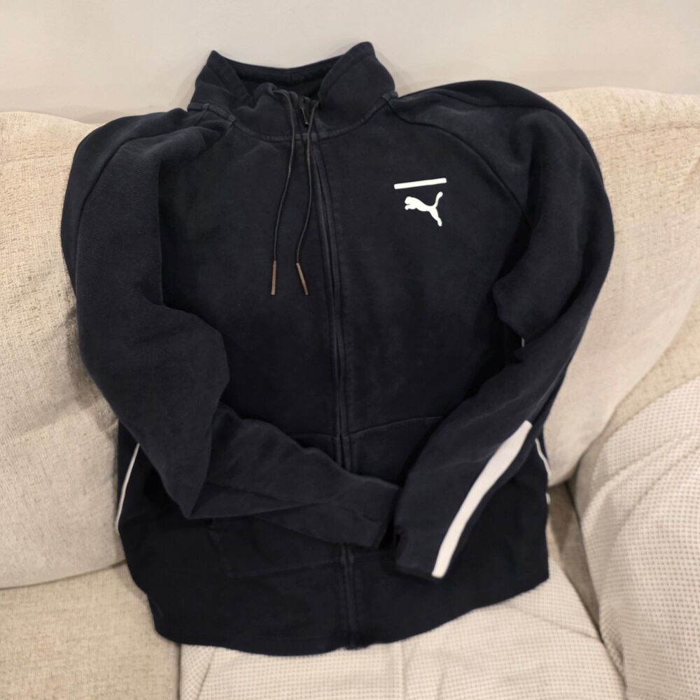 Puma Athletic Full Zip Jacket Black White Men's